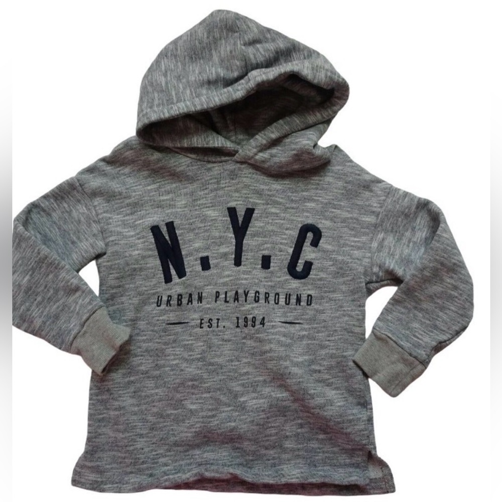 H&M NYC Urban Playground Boy's Toddler Sweater Hoodie Gray Long Sleeves 1 1/2-2Y